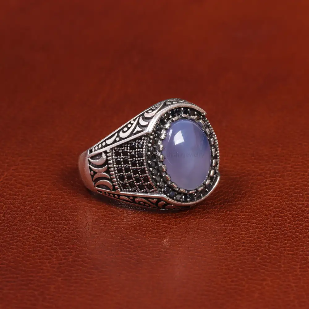 انگشتر عقیق سوسنی مردانه کد 19378