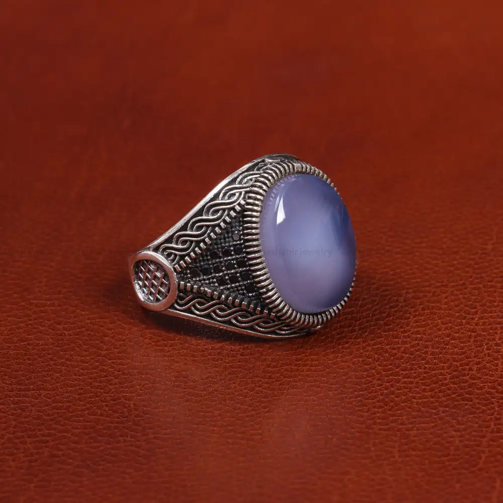 انگشتر عقیق سوسنی مردانه کد 19386