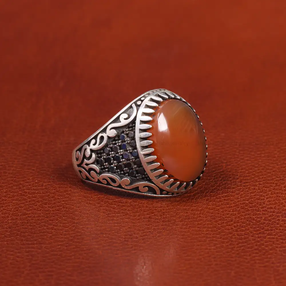 انگشتر عقیق مردانه کد 19391