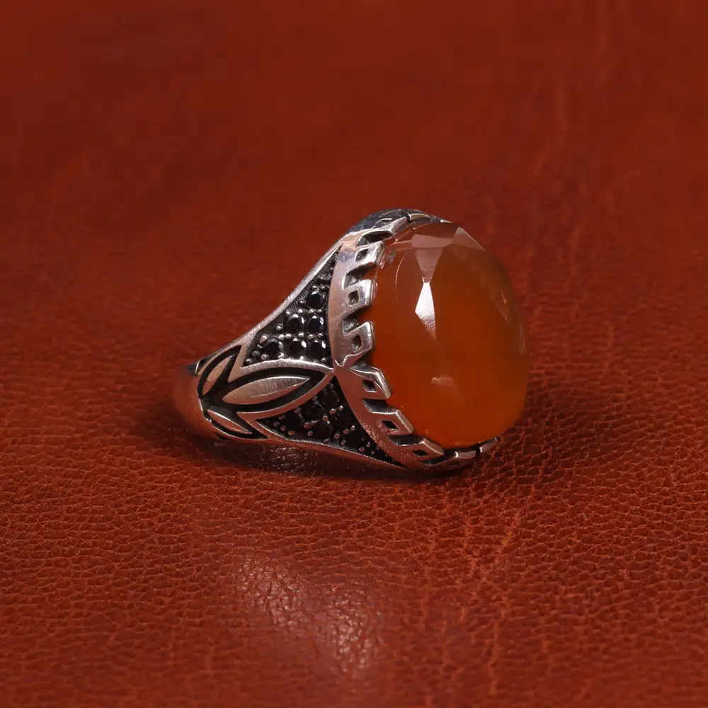 انگشتر عقیق یمن مردانه کد 19436