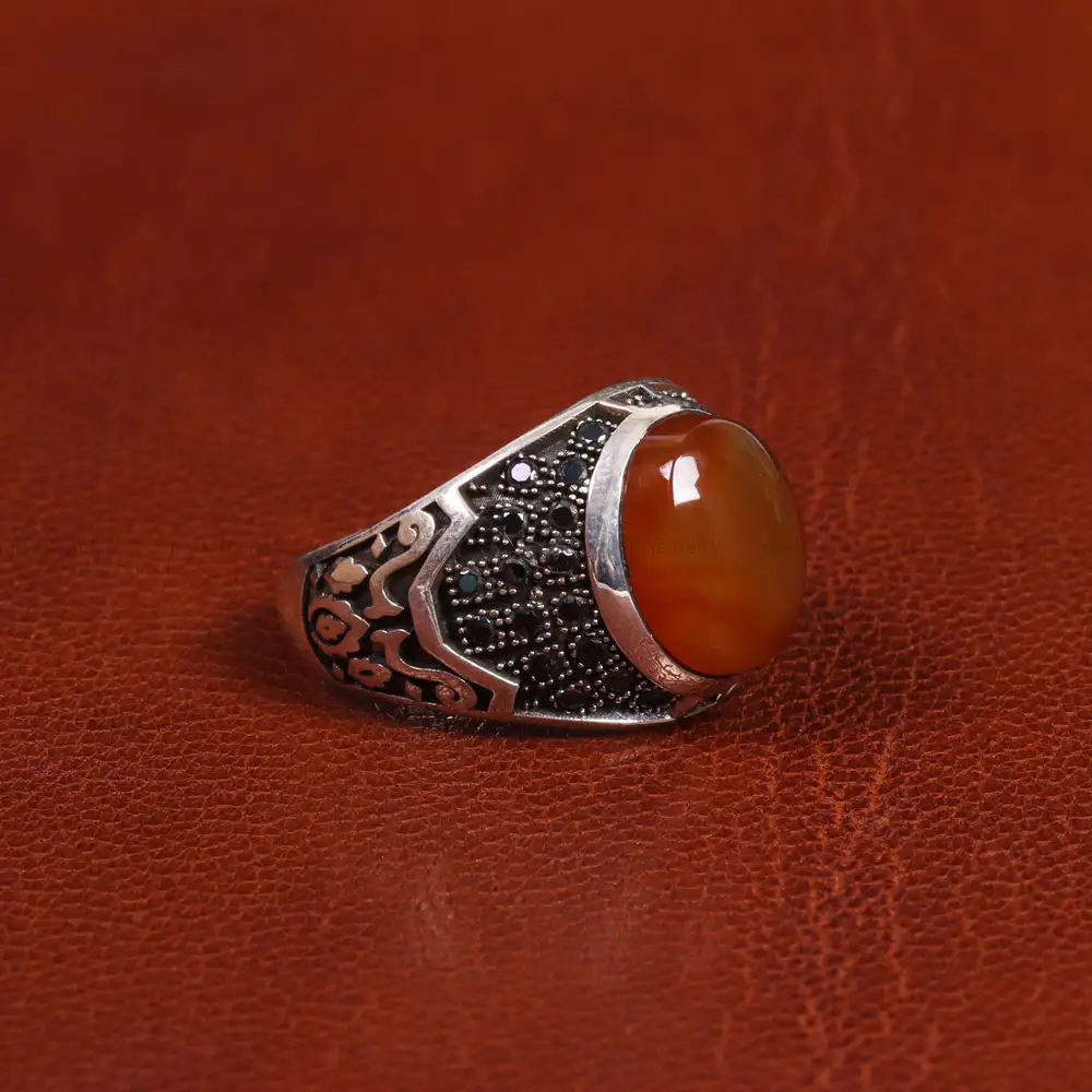 انگشتر عقیق یمن مردانه کد 19437