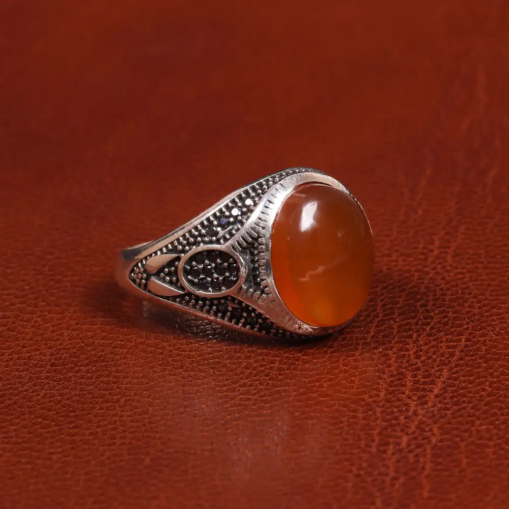 انگشتر عقیق یمن مردانه کد 19439