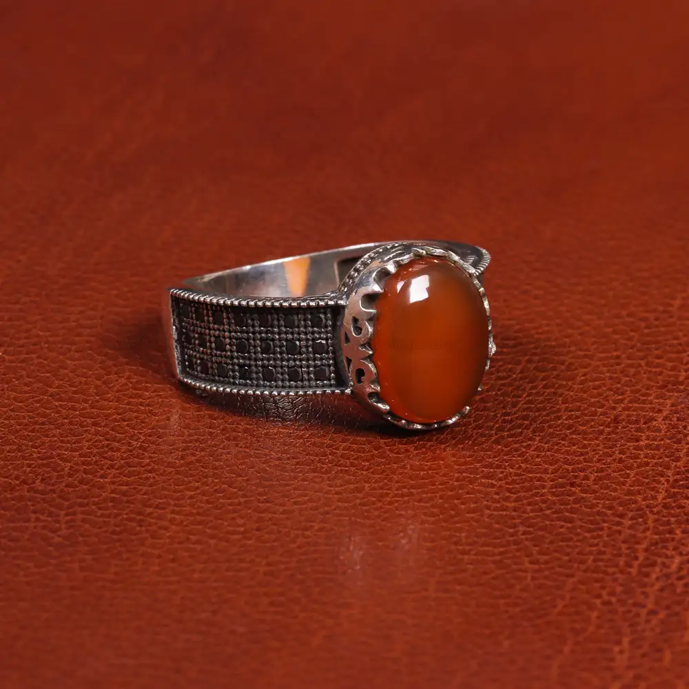 انگشتر عقیق یمن مردانه کد 19445