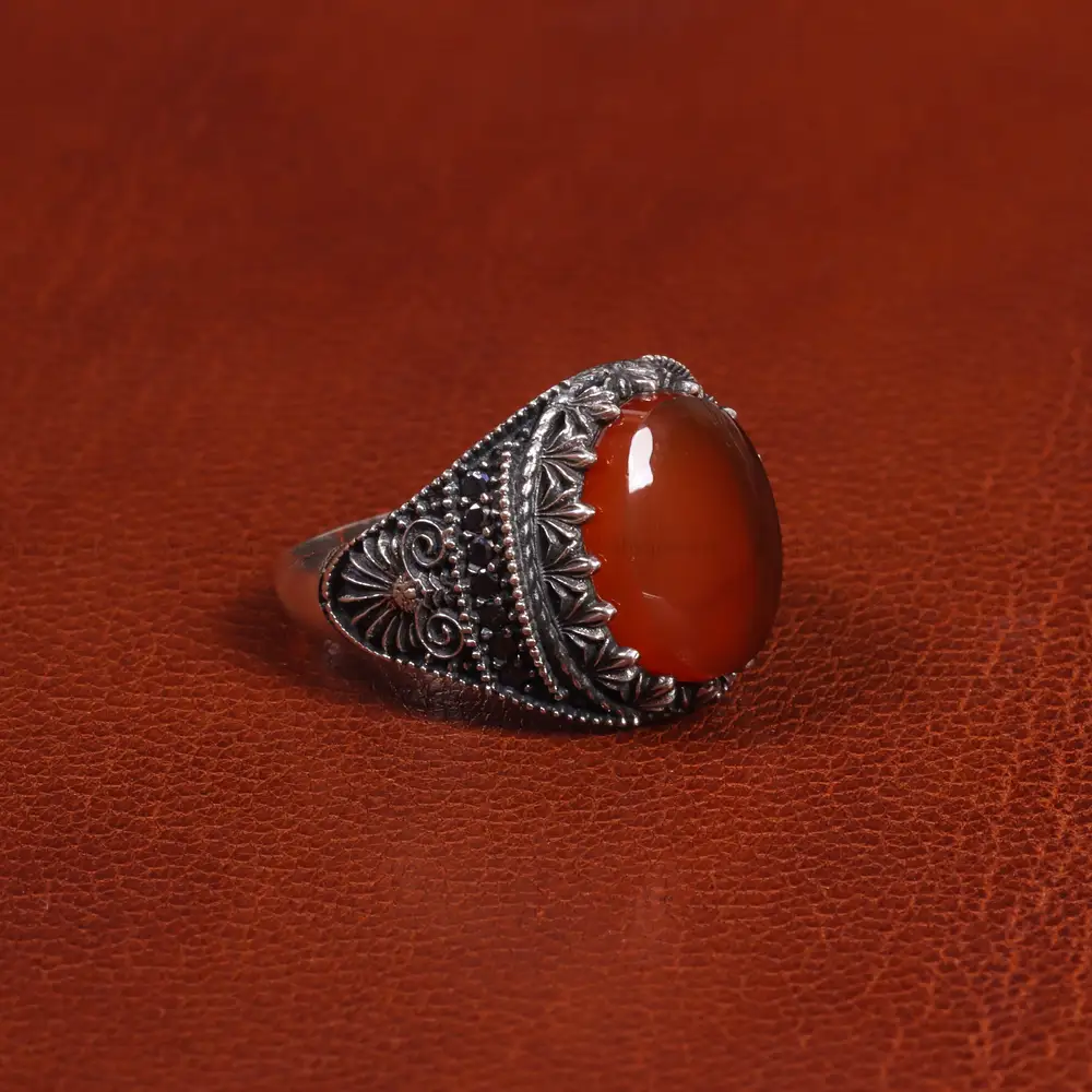 انگشتر عقیق یمن مردانه کد 19448