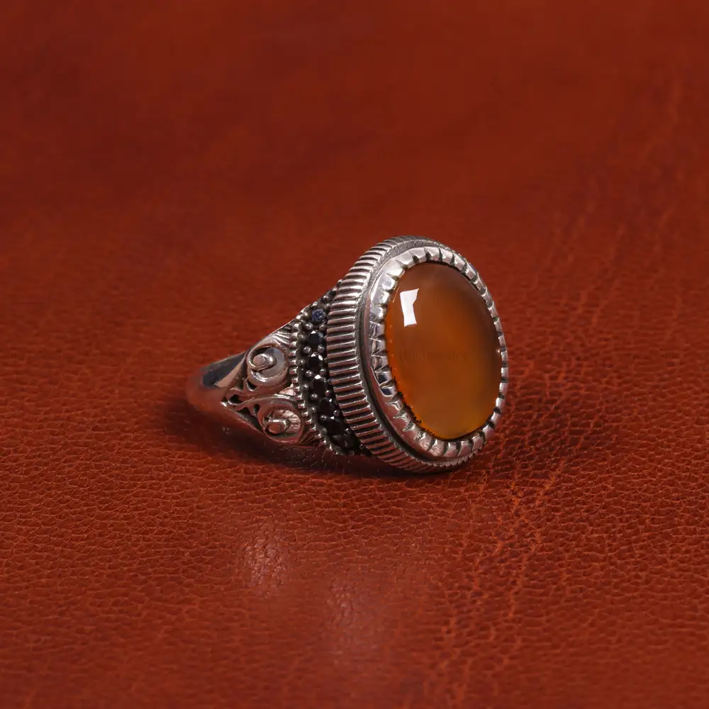 انگشتر عقیق یمن مردانه کد 19455