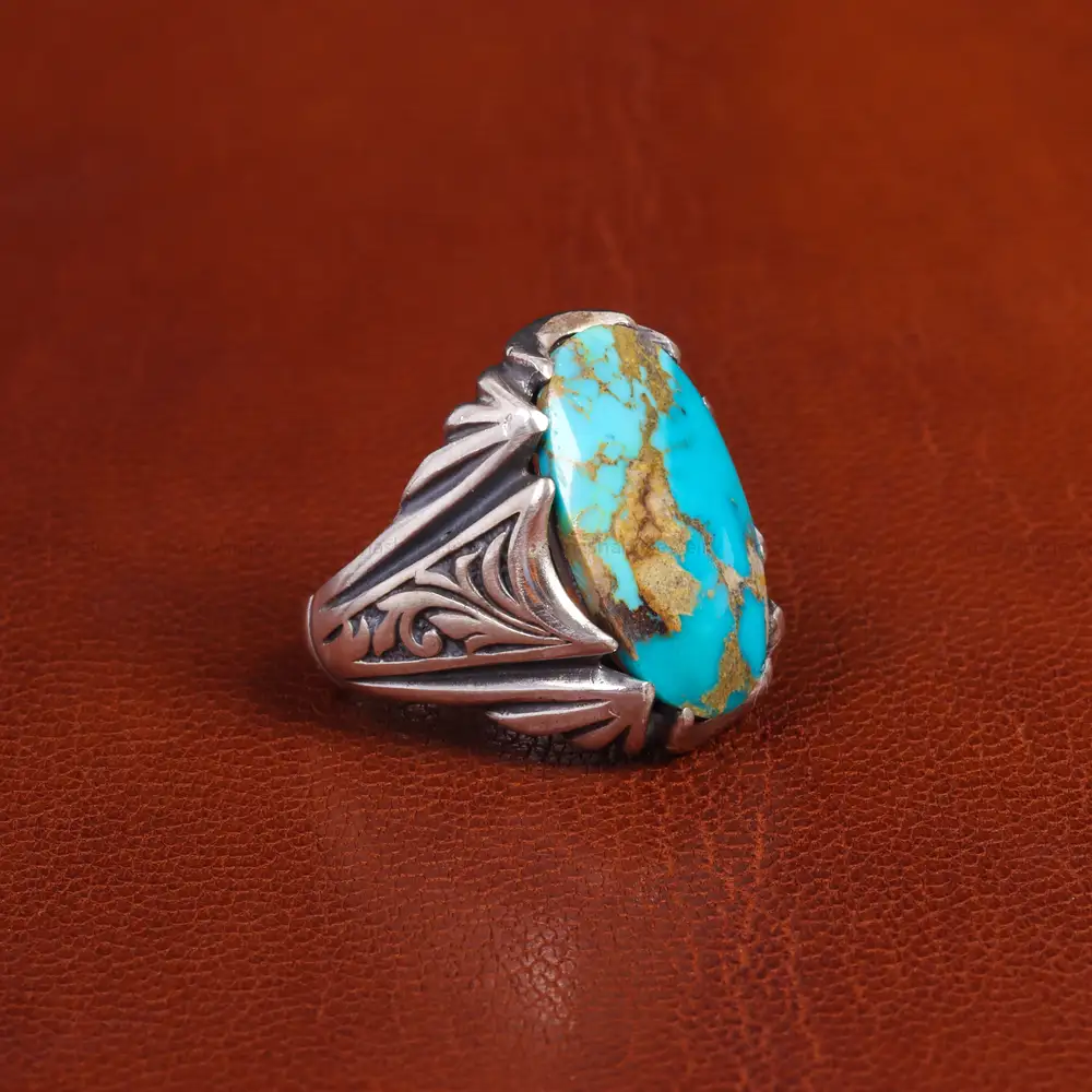 انگشتر فیروزه شجری مردانه کد 19467