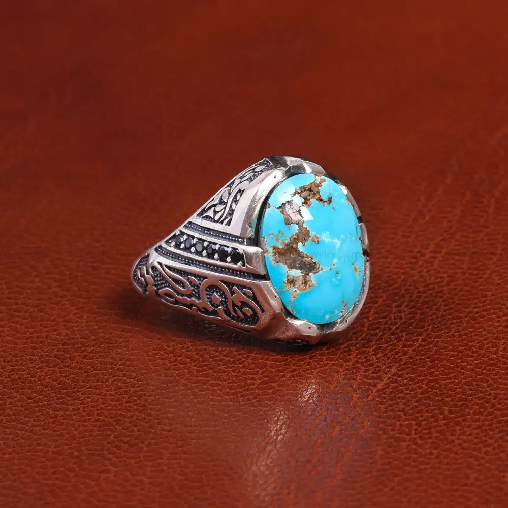 انگشتر فیروزه شجری مردانه کد 19479
