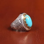 انگشتر فیروزه عجمی مردانه کد 19482