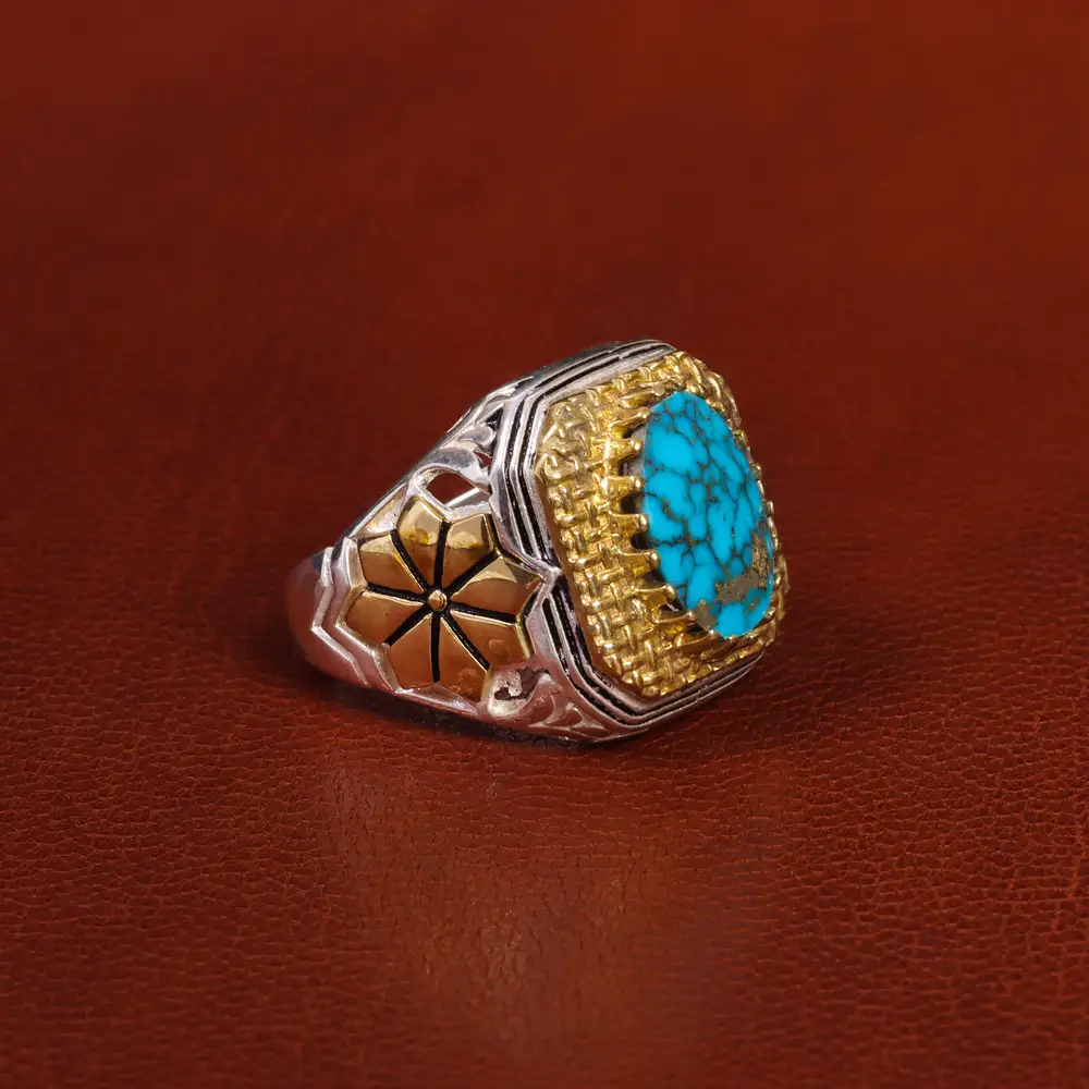 انگشتر فیروزه شجری مردانه کد 19486