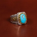 انگشتر فیروزه شجری مردانه کد 19489