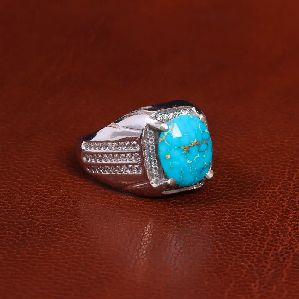 انگشتر فیروزه شجری مردانه کد 19504