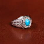 انگشتر فیروزه عجمی مردانه کد 19510