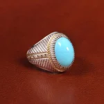 انگشتر فیروزه عجمی مردانه کد 19521