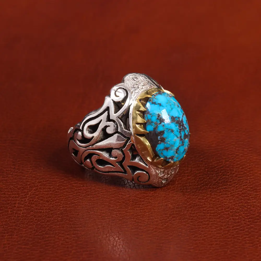 انگشتر فیروزه شجری مردانه کد 19524