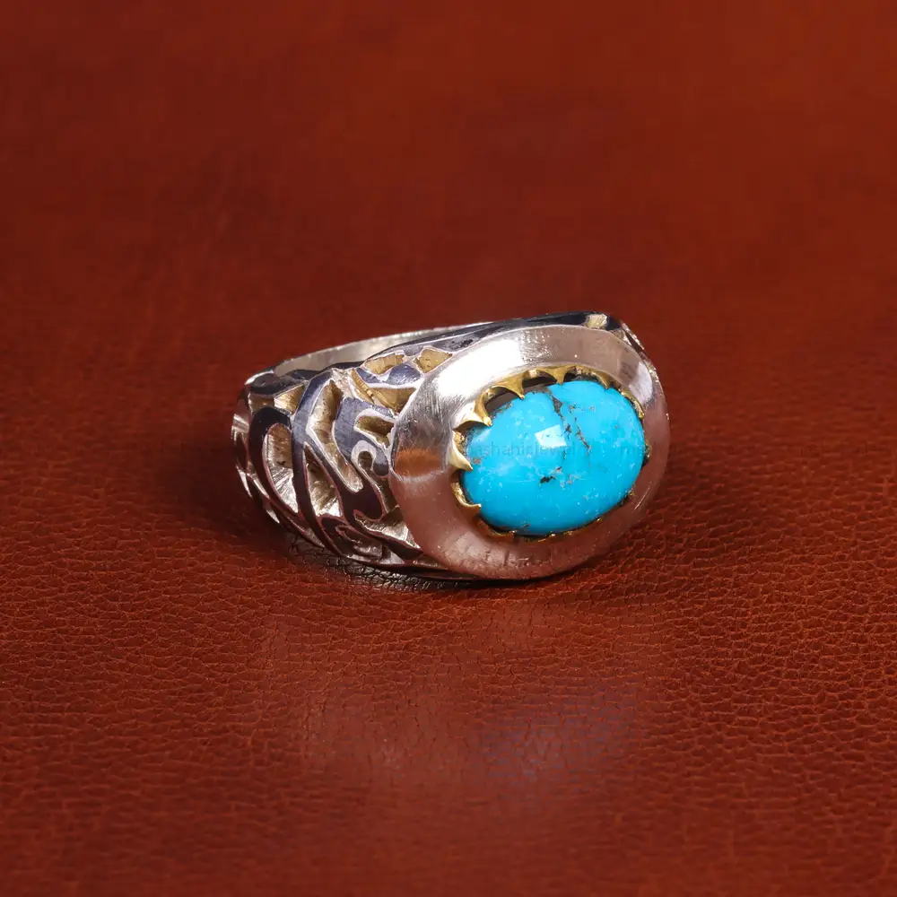 انگشتر فیروزه شجری مردانه کد 19532