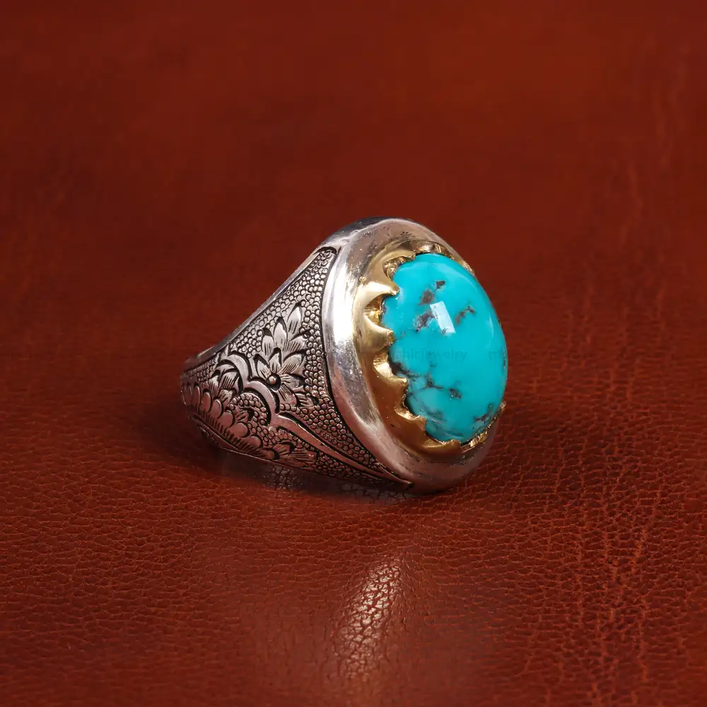 انگشتر فیروزه شجری مردانه کد 19534