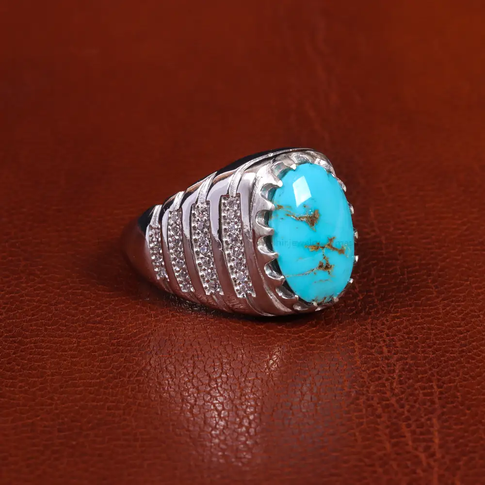 انگشتر فیروزه شجری مردانه کد 19583