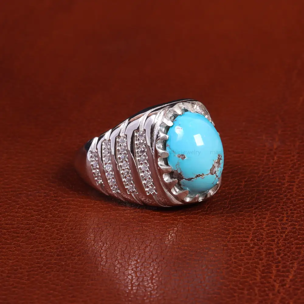 انگشتر فیروزه شجری مردانه کد 19585