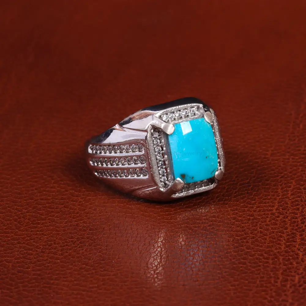 انگشتر فیروزه عجمی مردانه کد 19591