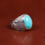 انگشتر فیروزه عجمی مردانه کد 19606