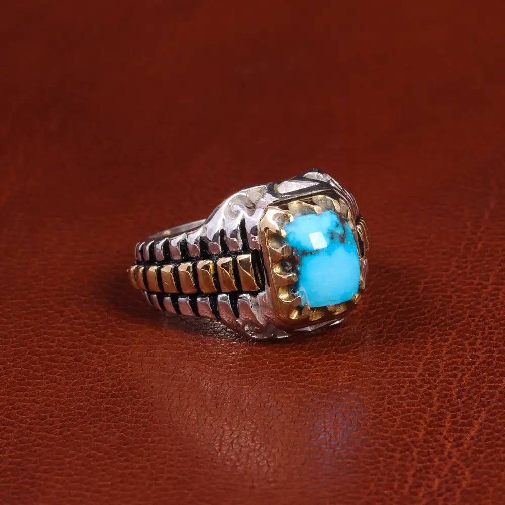 انگشتر فیروزه شجری مردانه کد 19607