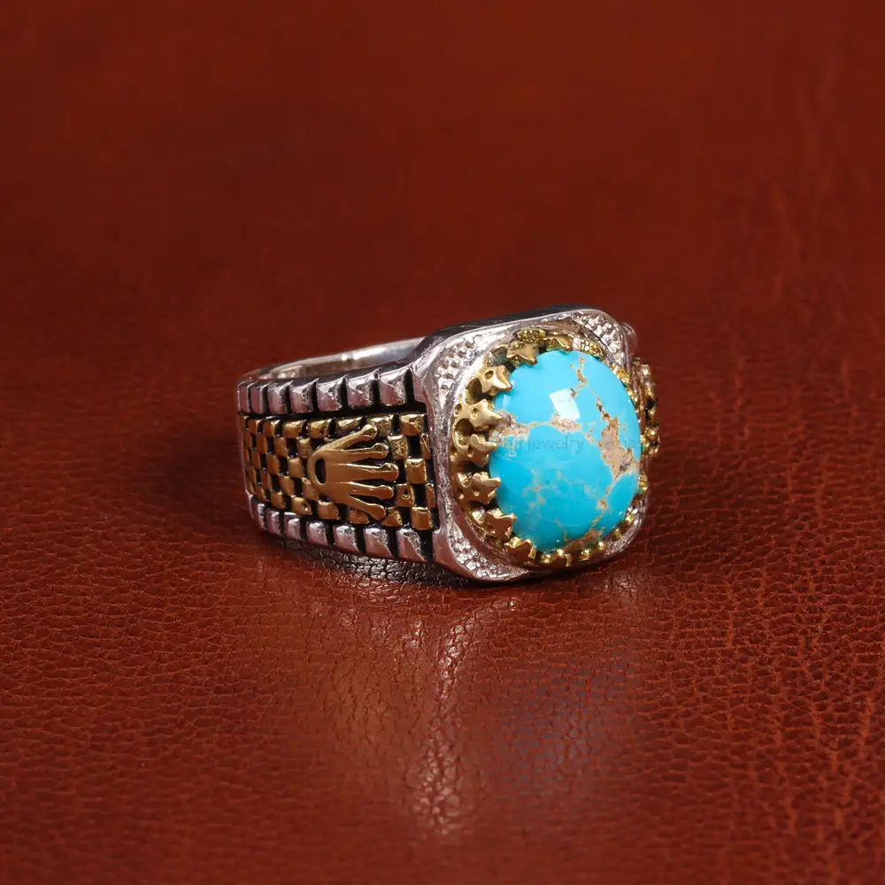 انگشتر فیروزه شجری مردانه کد 19612