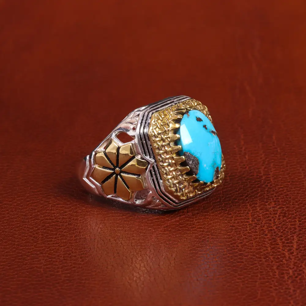 انگشتر فیروزه شجری مردانه کد 19617