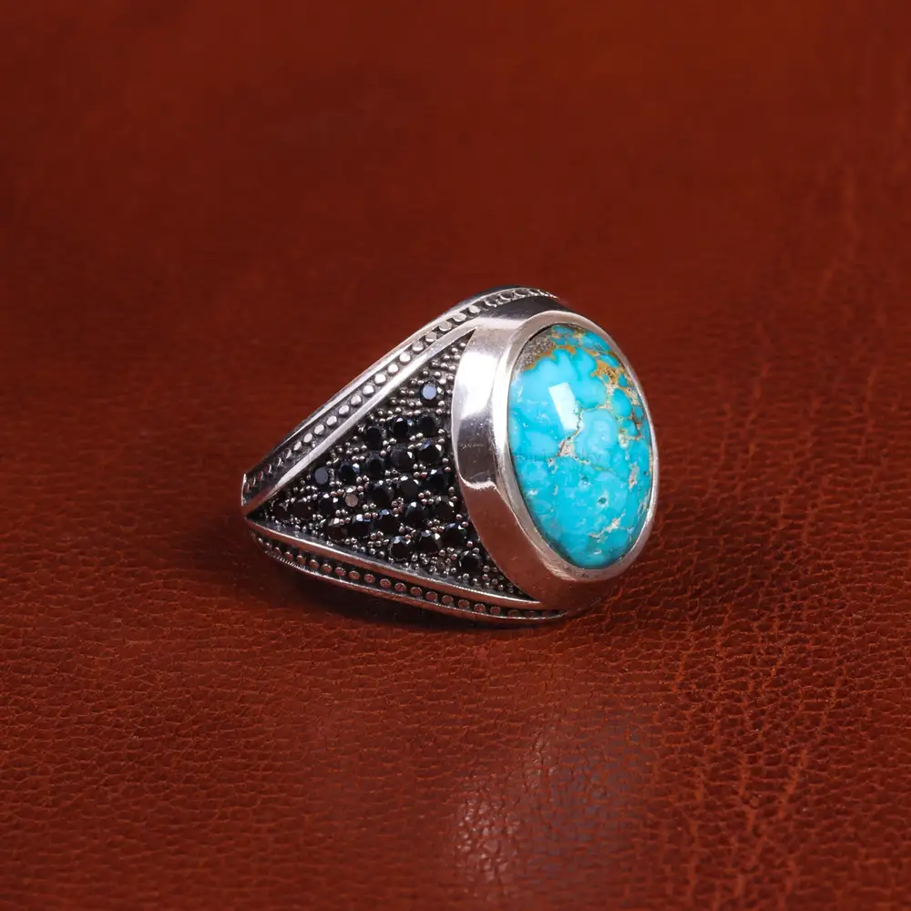 انگشتر فیروزه شجری مردانه کد 19630