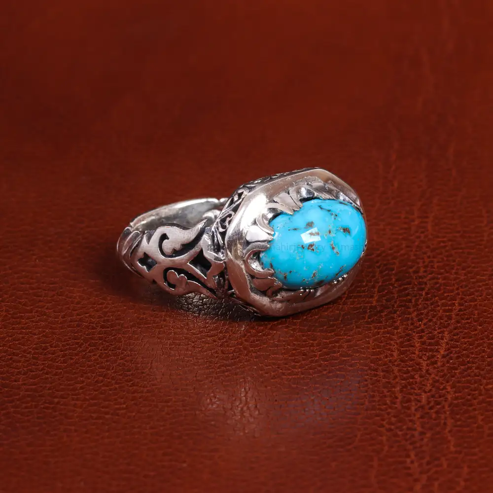 انگشتر فیروزه شجری مردانه کد 19636