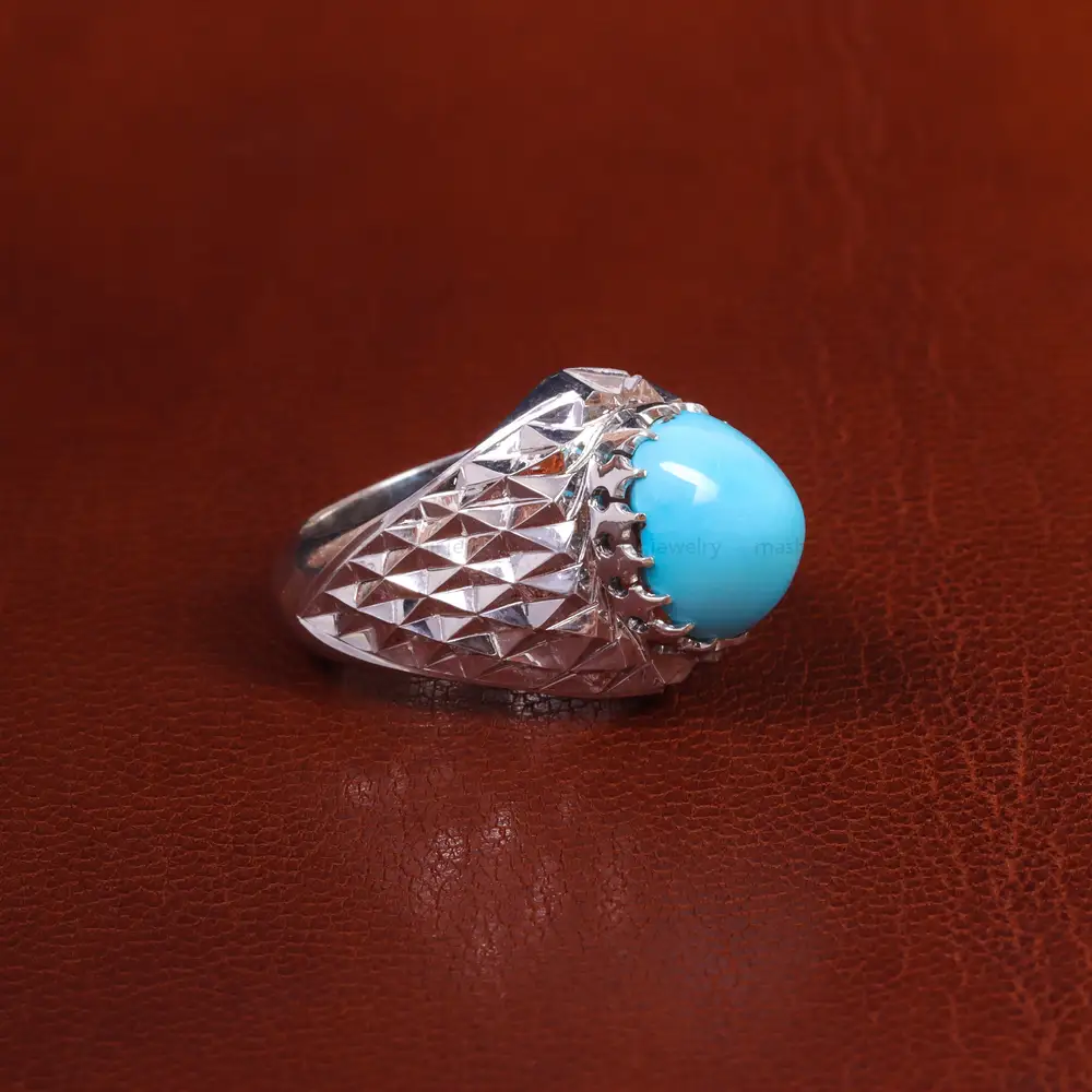 انگشتر فیروزه عجمی مردانه کد 19658