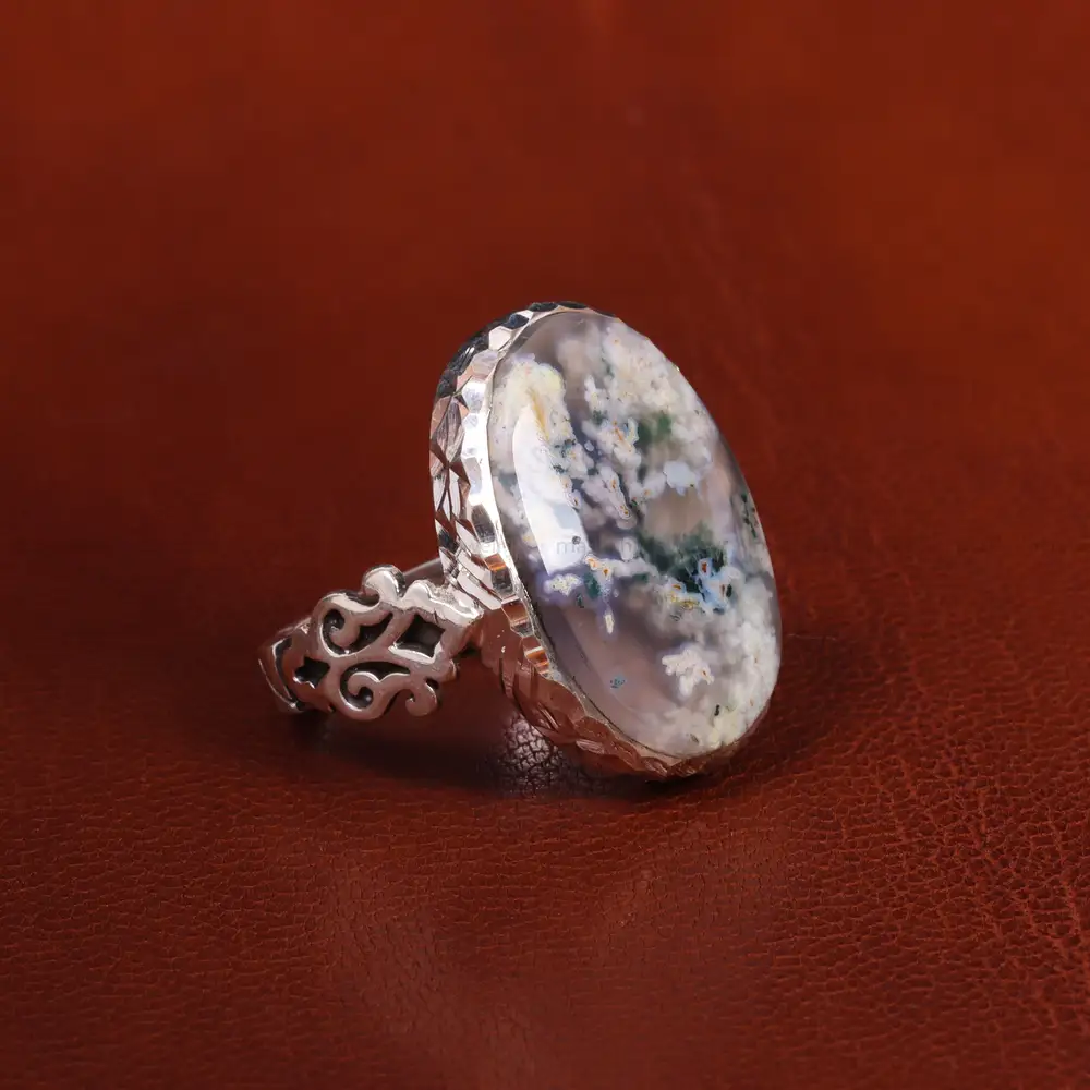 انگشتر عقیق شجر مردانه کد 19664