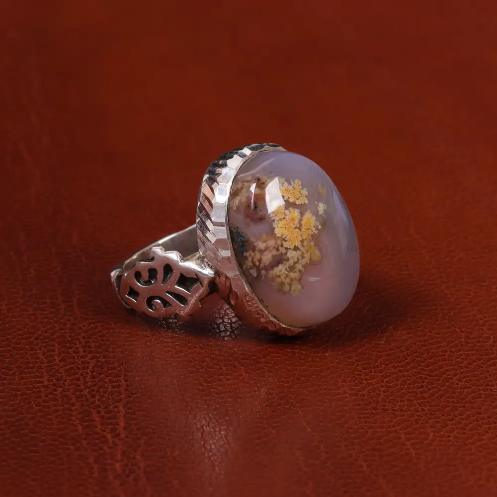 انگشتر عقیق شجر مردانه کد 19669