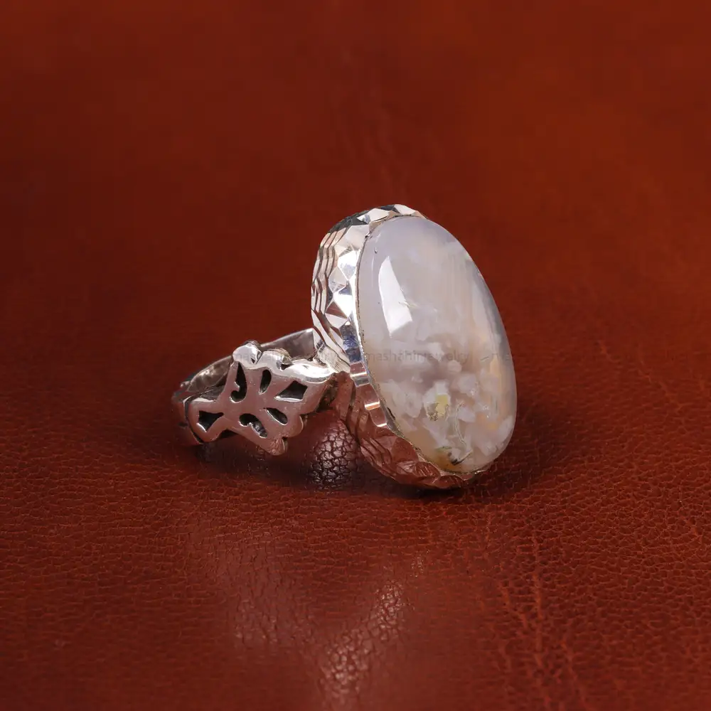 انگشتر عقیق شجر مردانه کد 19677