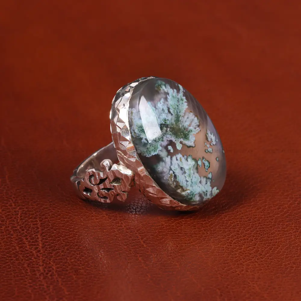 انگشتر عقیق شجر مردانه کد 19680