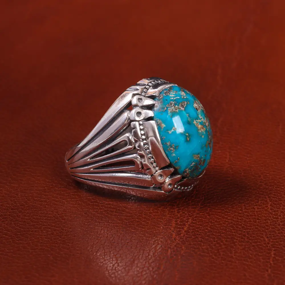 انگشتر فیروزه شجری مردانه کد 19721