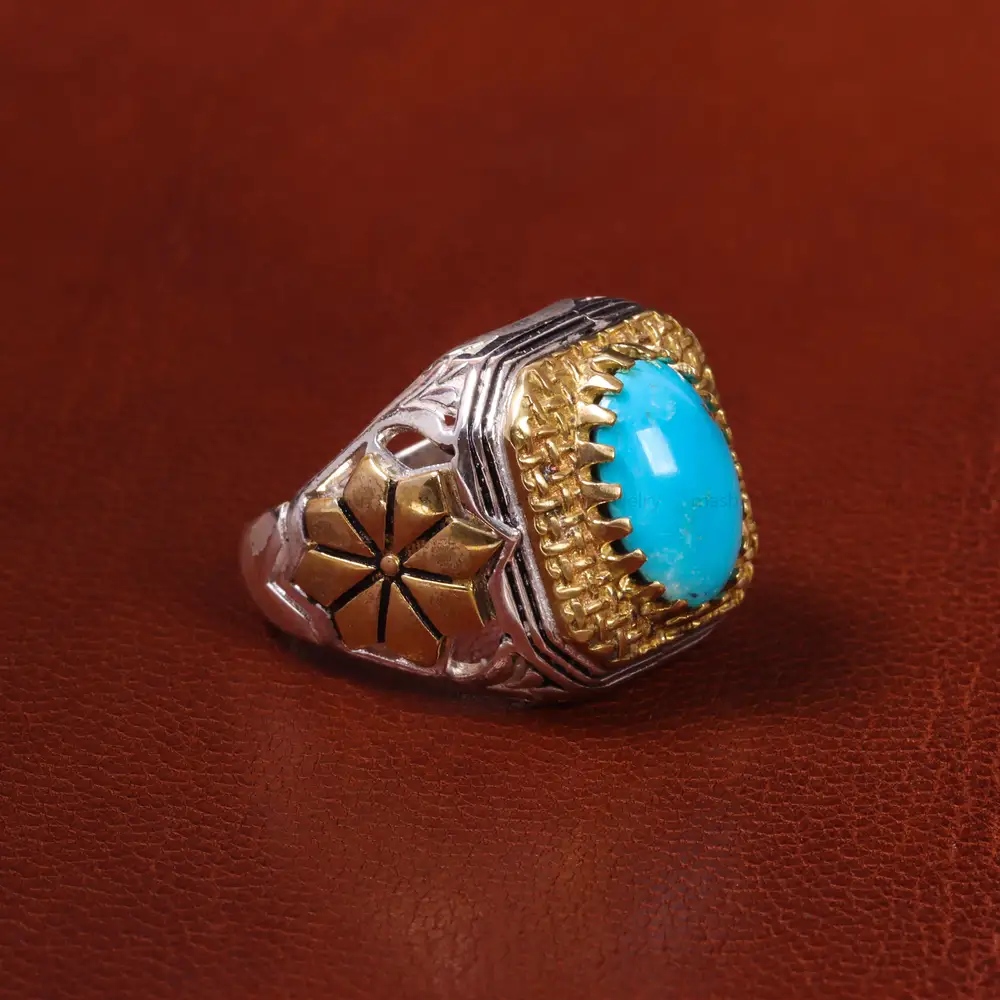 انگشتر فیروزه عجمی مردانه کد 19733
