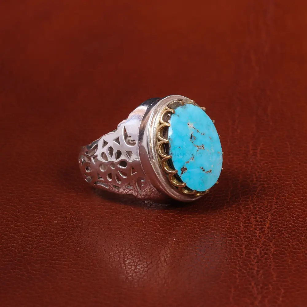 انگشتر فیروزه شجری مردانه کد 19743