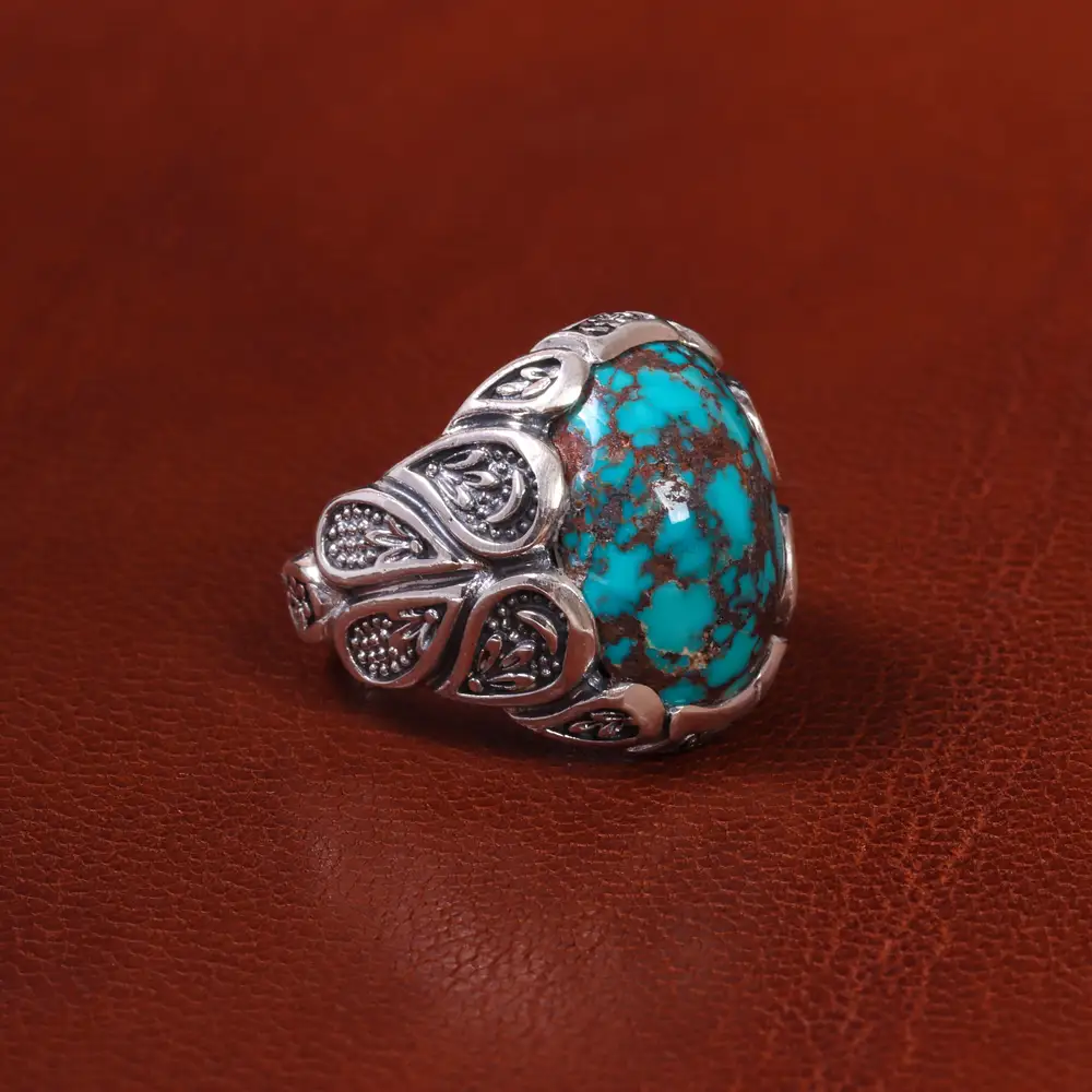 انگشتر فیروزه شجری مردانه کد 19745