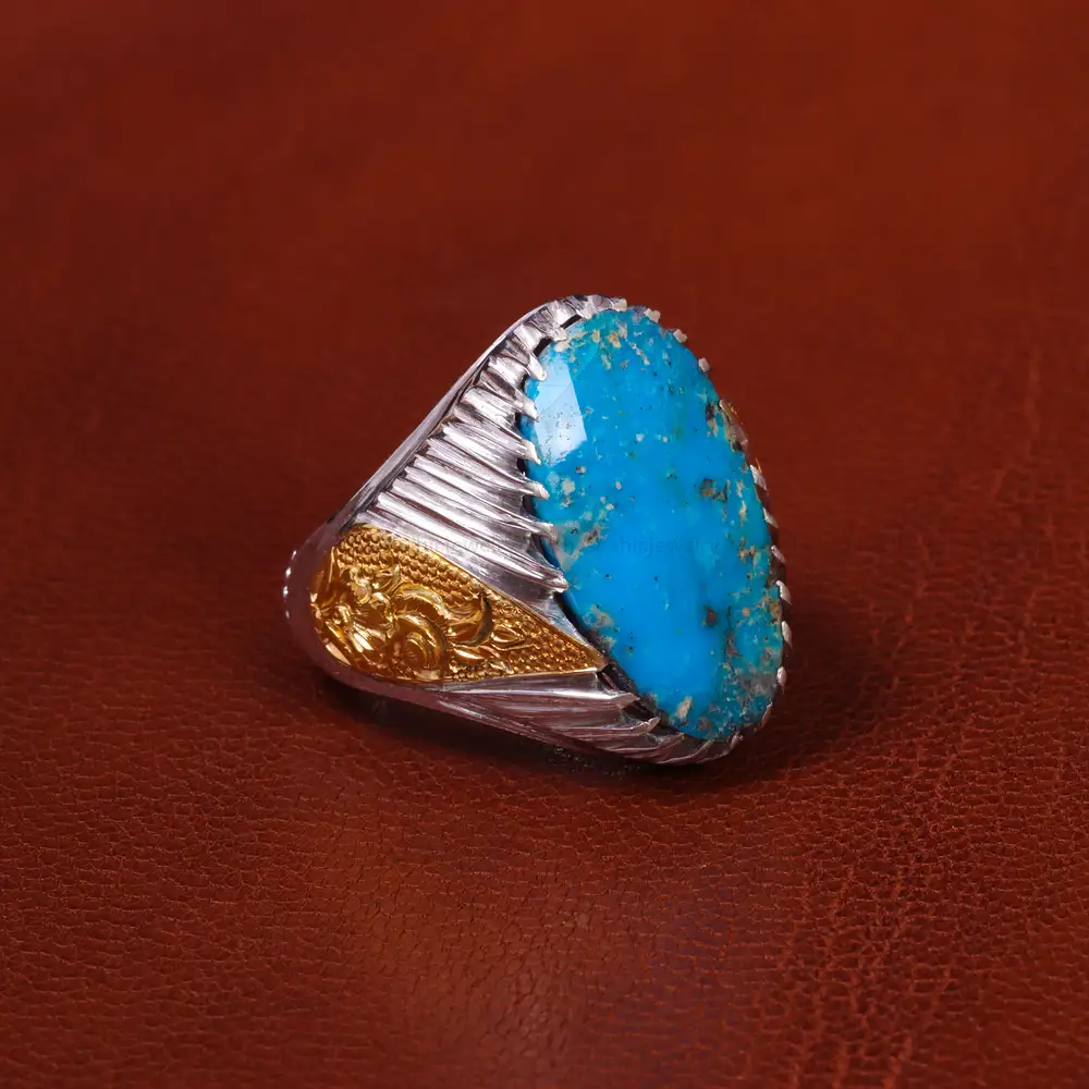 انگشتر فیروزه شجری مردانه کد 19810