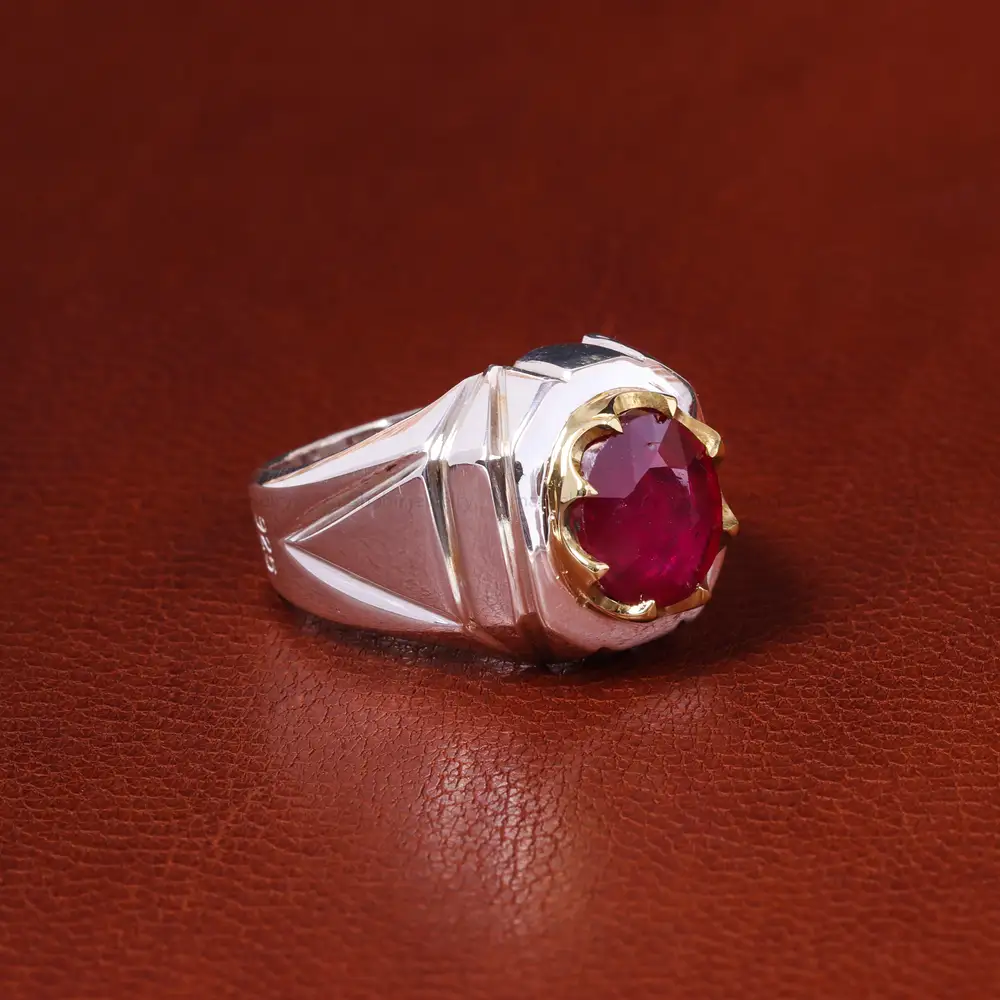 انگشتر یاقوت سرخ مردانه کد 19841