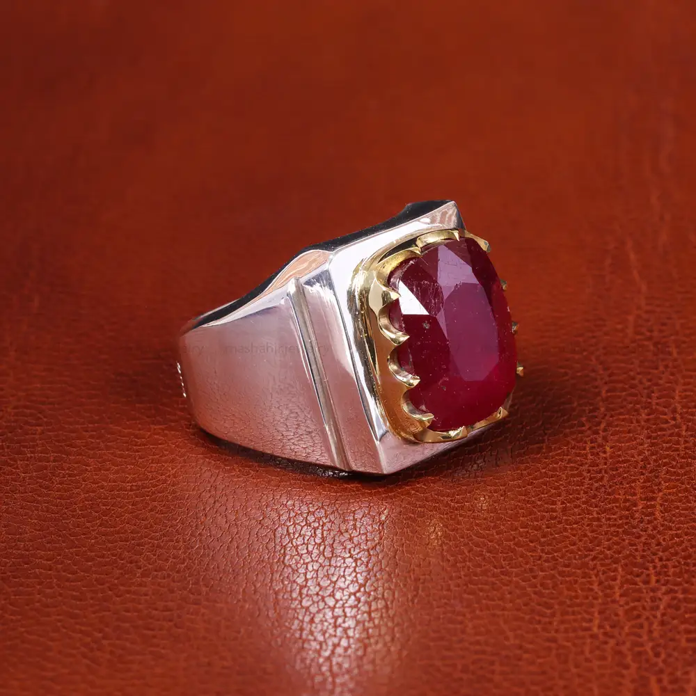 انگشتر یاقوت سرخ مردانه کد 19842