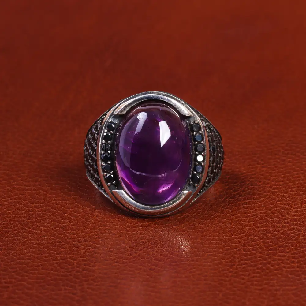 انگشتر آمیتیست مردانه کد 19374