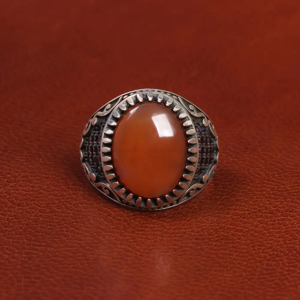 انگشتر عقیق مردانه کد 19391