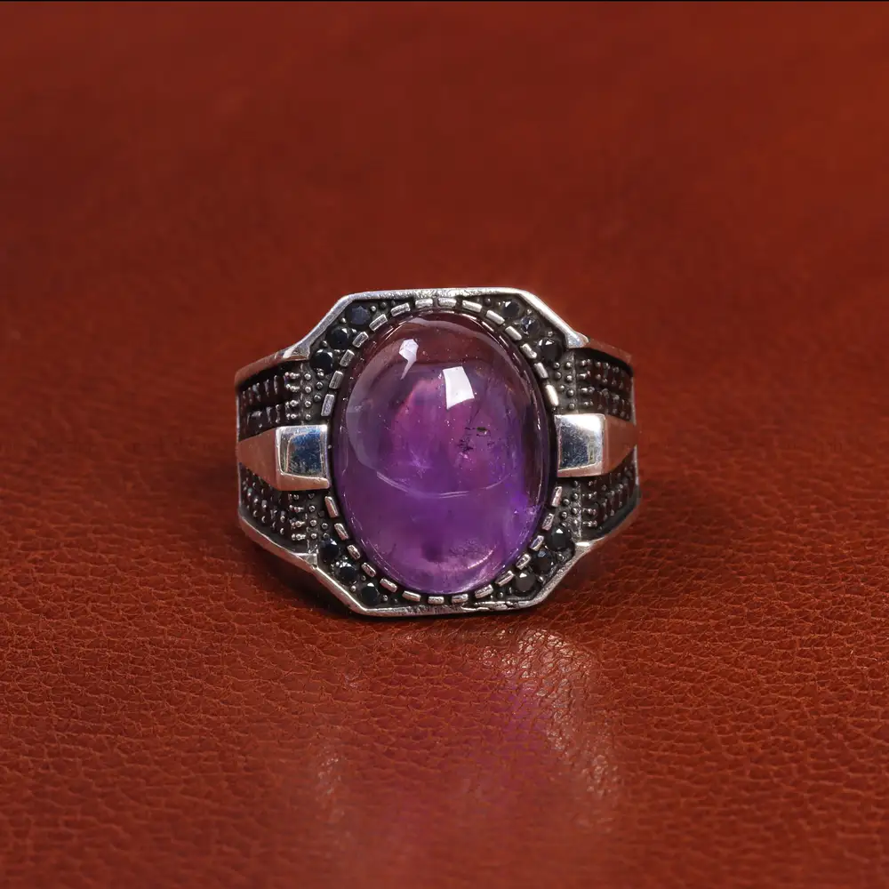 انگشتر آمیتیست مردانه کد 19392