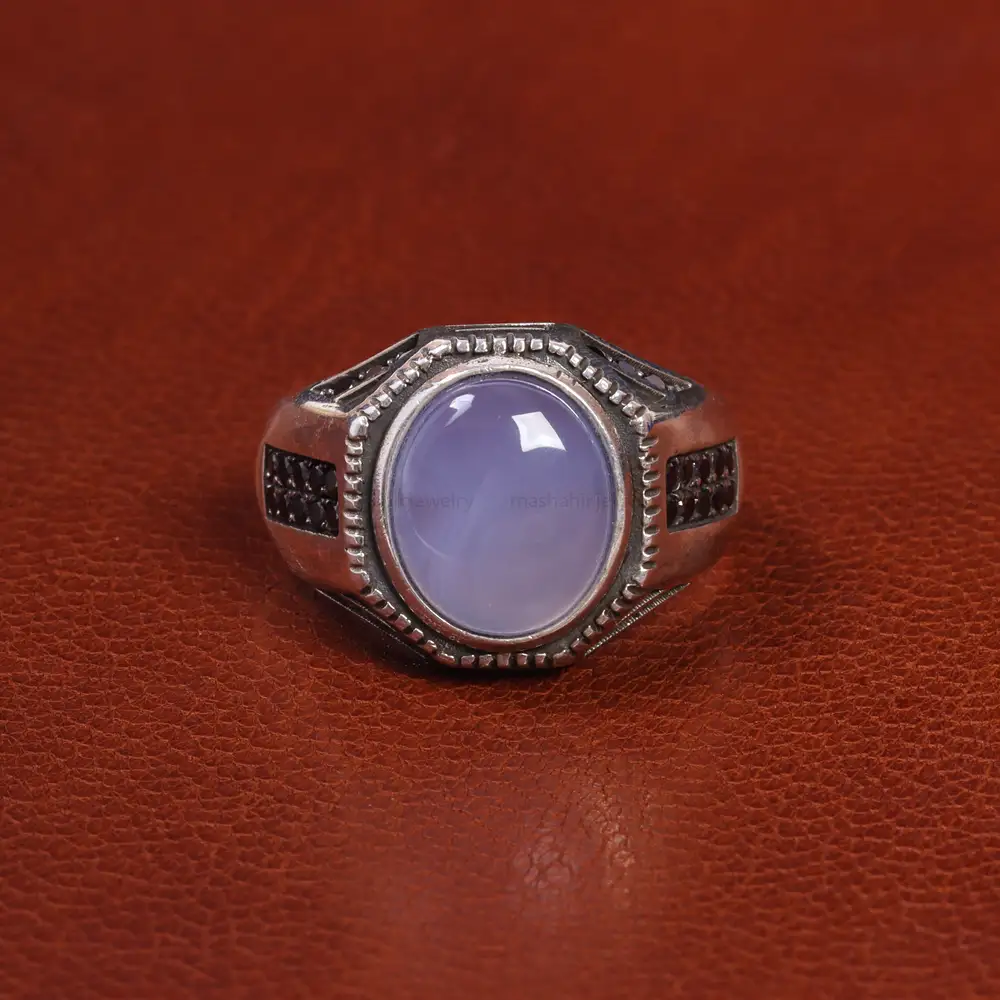 انگشتر عقیق سوسنی مردانه کد 19393