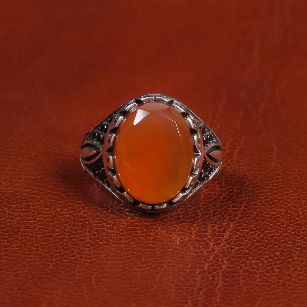 انگشتر عقیق یمن مردانه کد 19436