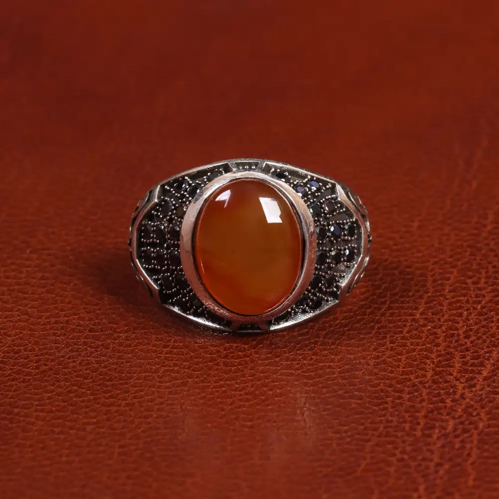 انگشتر عقیق یمن مردانه کد 19437