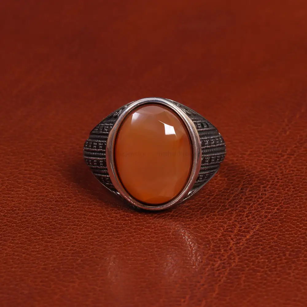 انگشتر عقیق یمن مردانه کد 19444