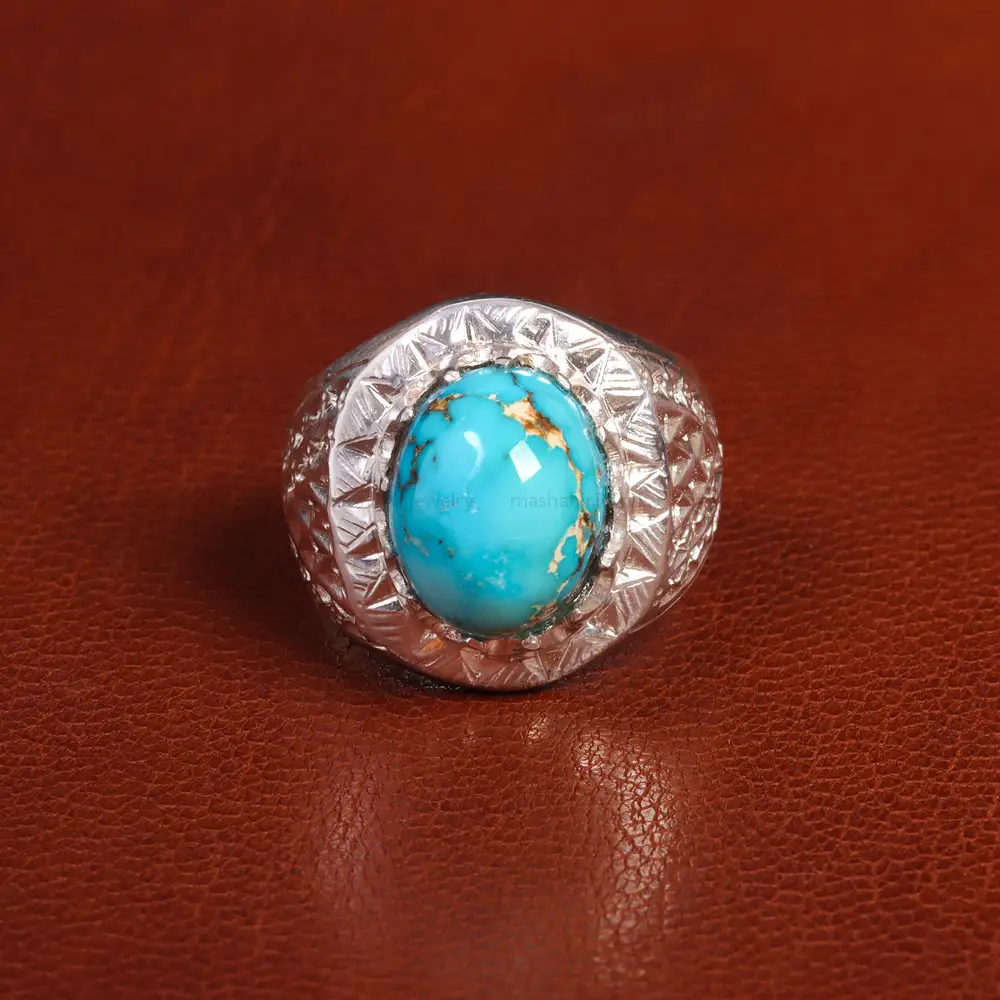 انگشتر فیروزه شجری مردانه کد 19458