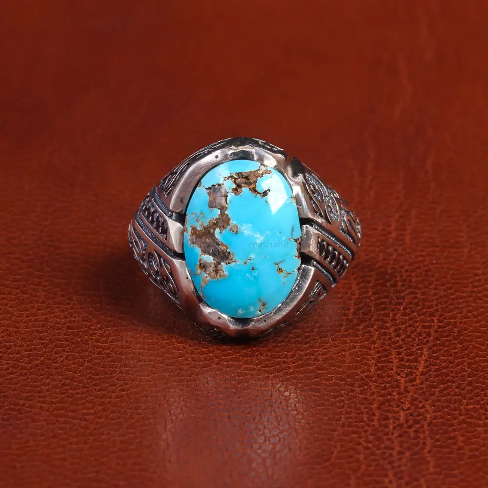 انگشتر فیروزه شجری مردانه کد 19479